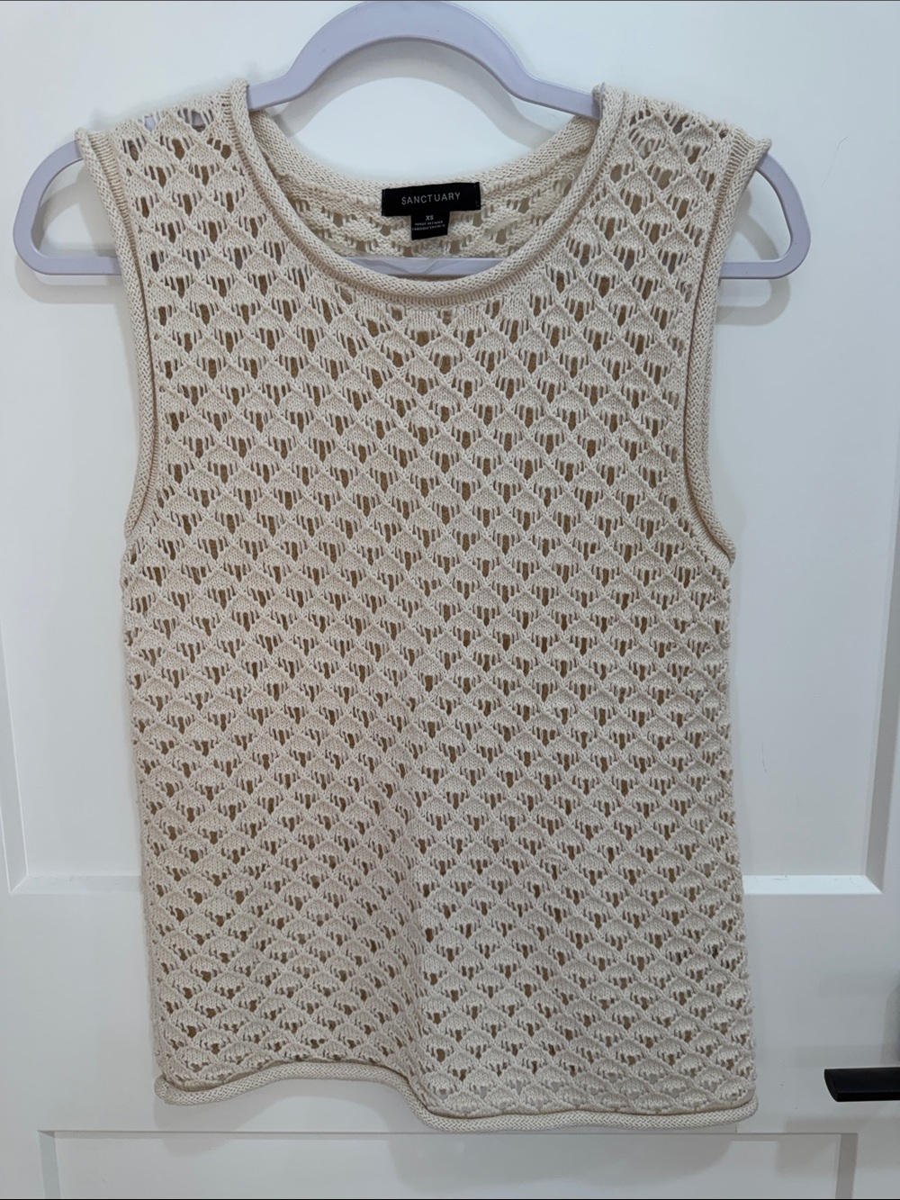 Sanctuary Cream Crochet Knit Tank Top